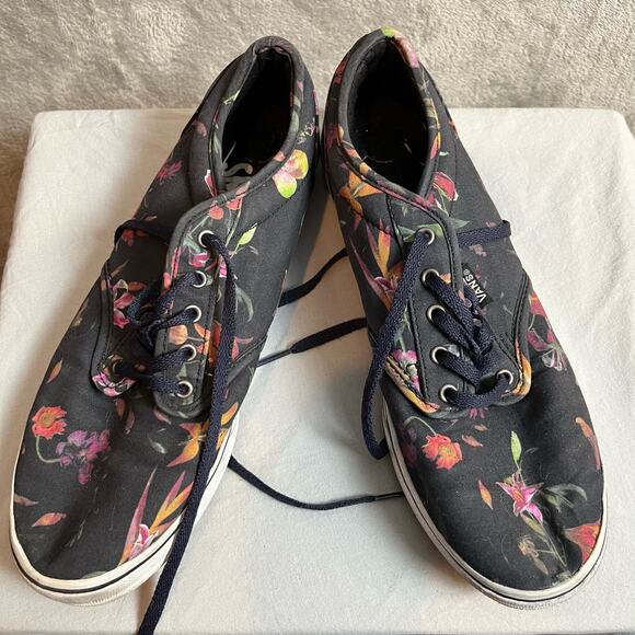 Vans Authentic Low Pro Floral Sneakers In Black Bloom Size 7.5 - Picture 2 of 5